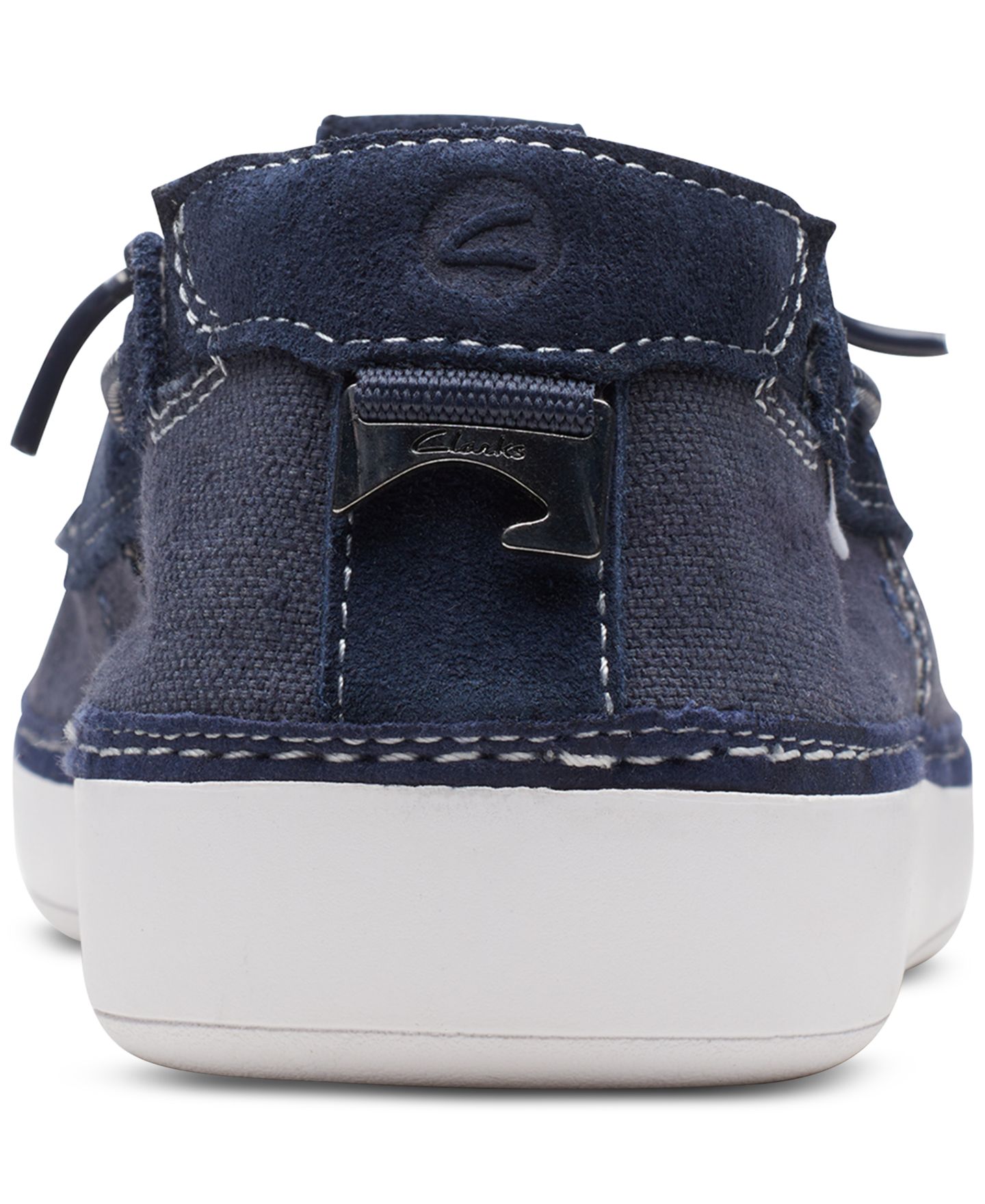 Мужские туфли Clarks Higley Tie Slip-On Canvas Boat, цвет: Тёмно-синий — фото 2