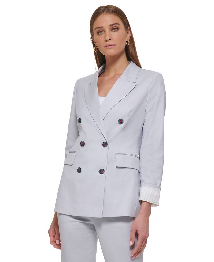 DKNY Women s Notched Collar Double Breasted Blazer Macy s