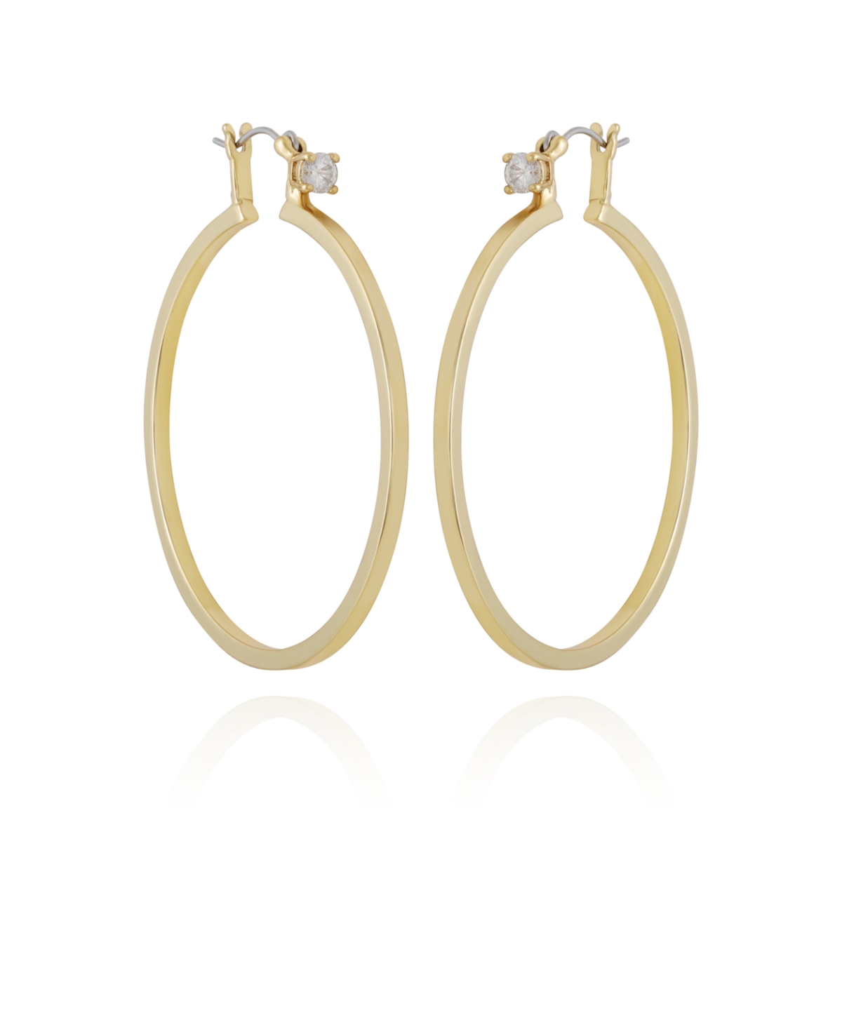 Gold-Tone Cubic Zirconia Large Hoops Earrings - Gold