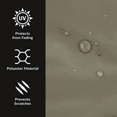 Outdoor Heavy-Duty Weather-Resistant PVC and 300D Polyester Round Fire Pit Cover with Drawstring and Toggle Closure