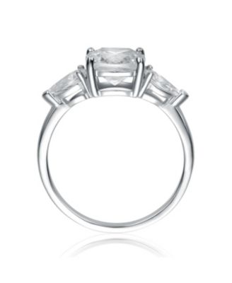 Sterling Silver White Gold Plated Clear Cubic Zirconia Statement Ring