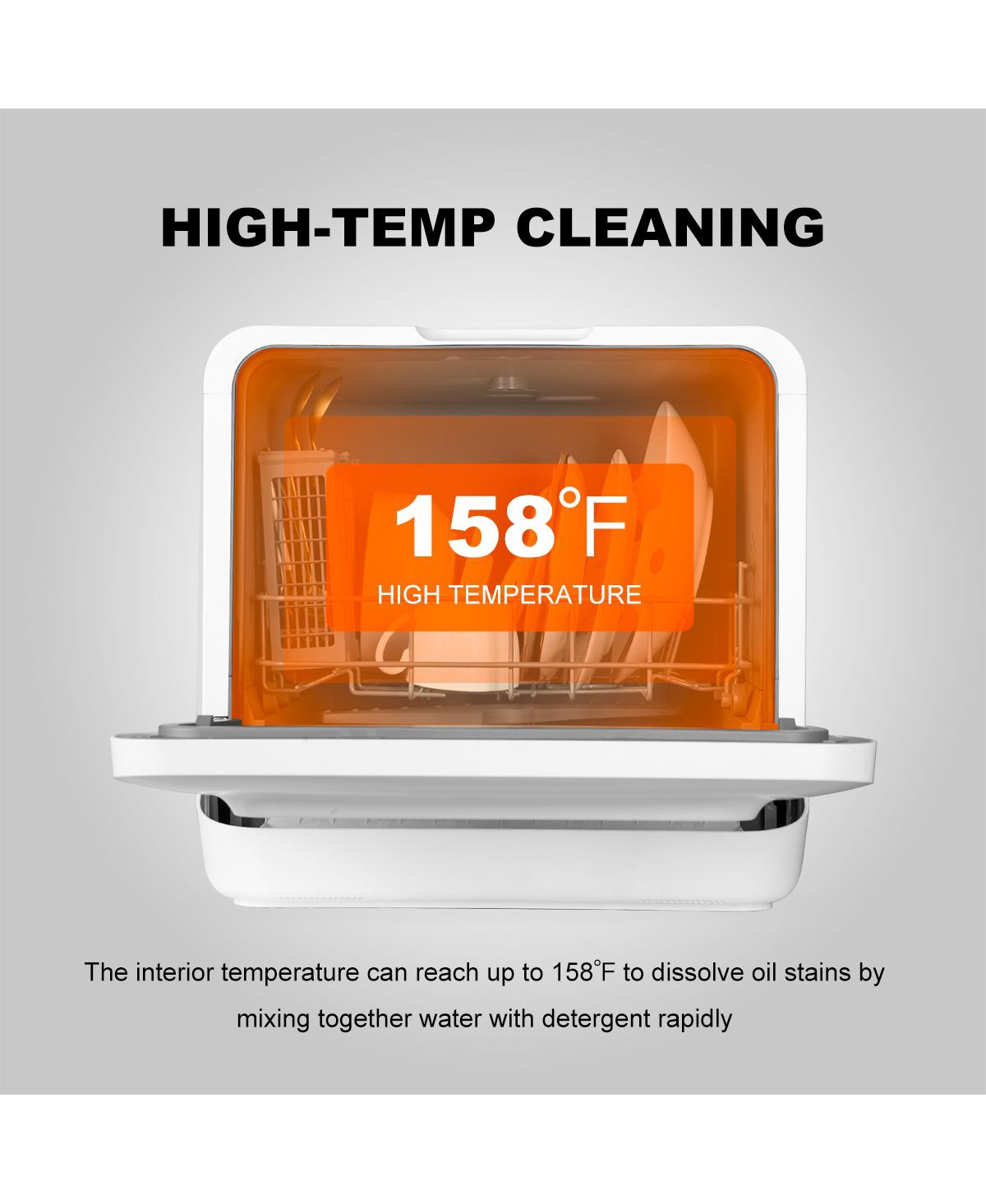 Ventray Portable Countertop Dishwashers with Air Dry Function 5 Washing Programs