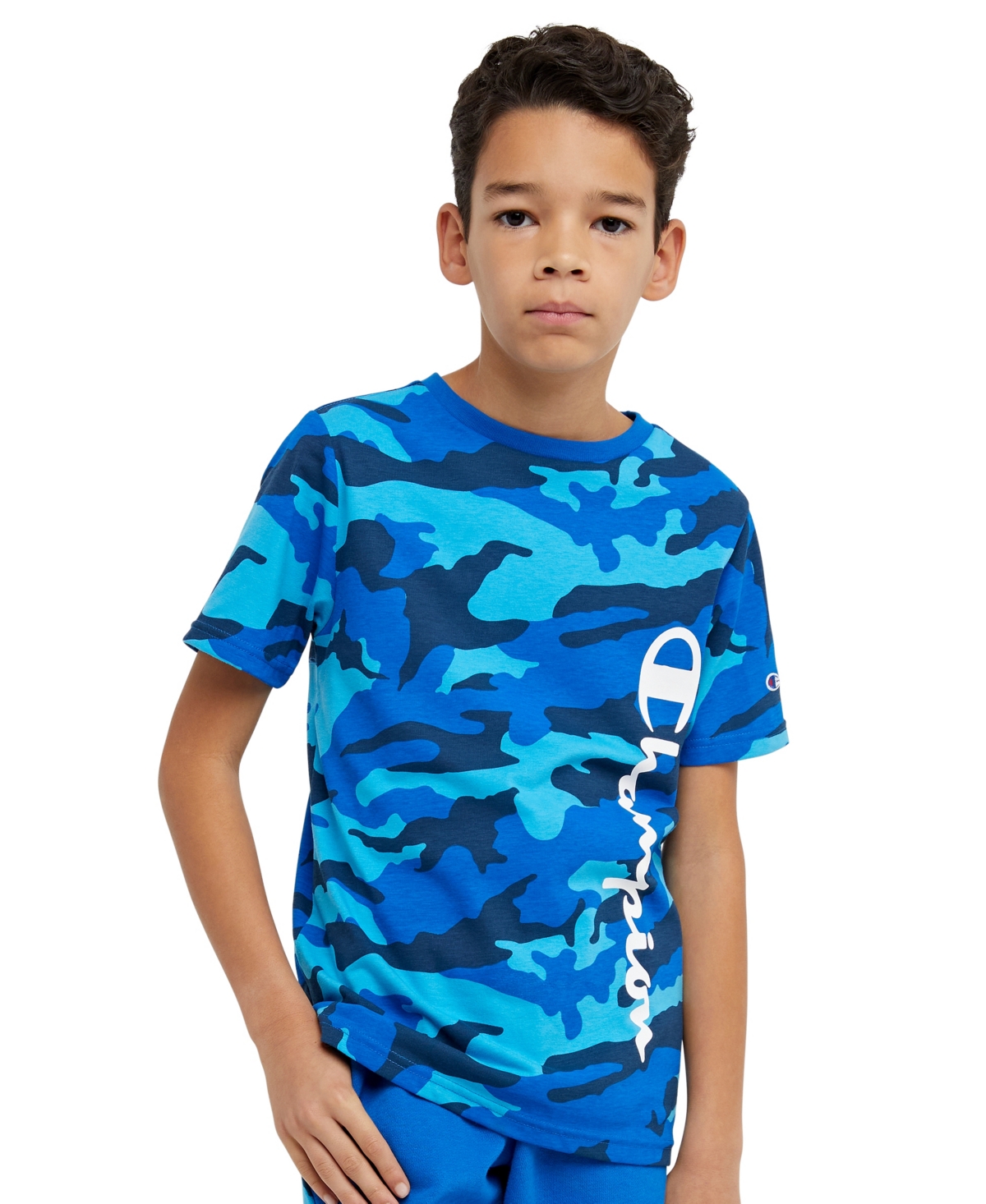 Champion Kids' Big Boys Camo All Over Print Short Sleeve T-shirt In Bozetto Blue Camo