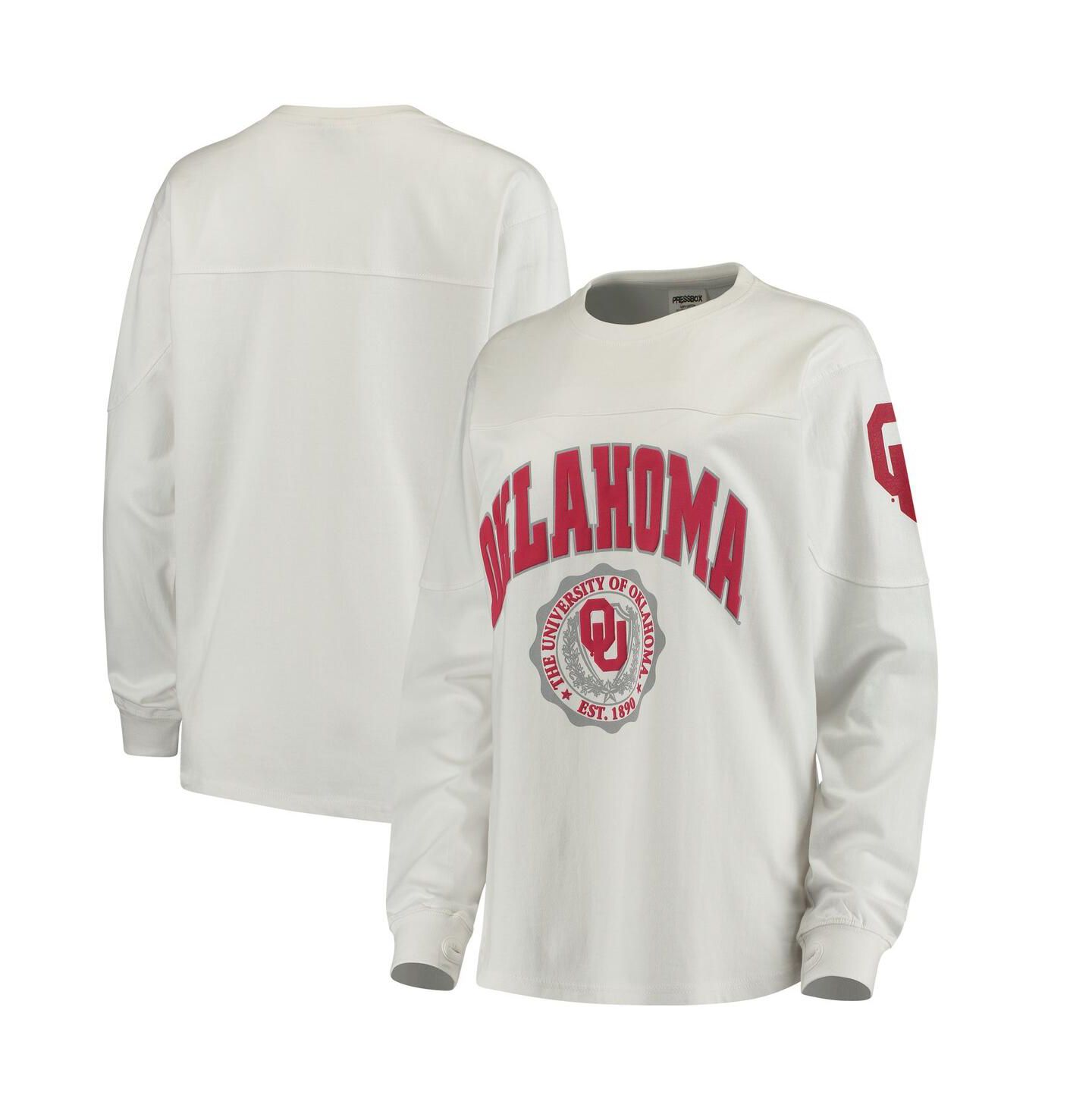 Женская футболка Pressbox White Oklahoma Sooners Edith Long Sleeve — фото 1