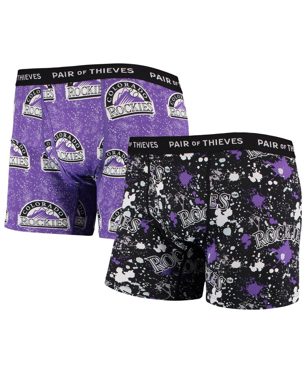 Pair Of Thieves Men's  Black And Purple Colorado Rockies Super Fit 2-pack Boxer Briefs Set In Black,purple