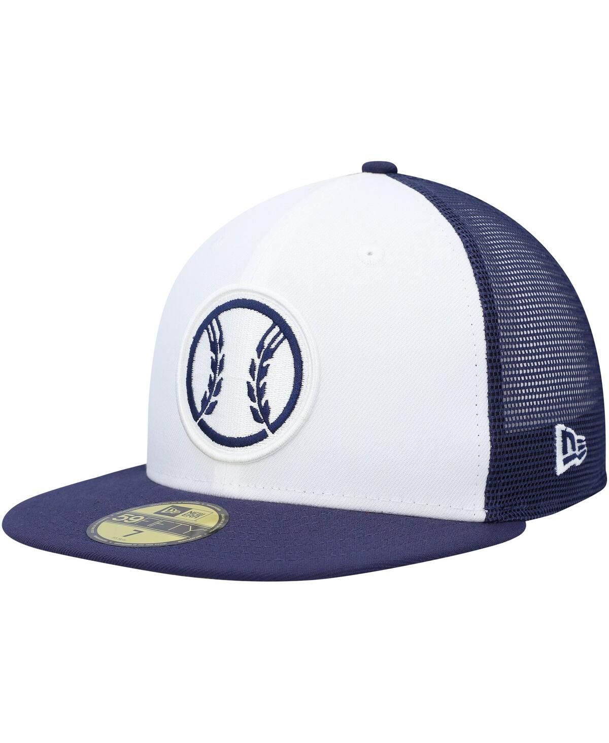 New Era Men's  White, Navy Milwaukee Brewers 2023 On-field Batting Practice 59fifty Fitted Hat In White,navy