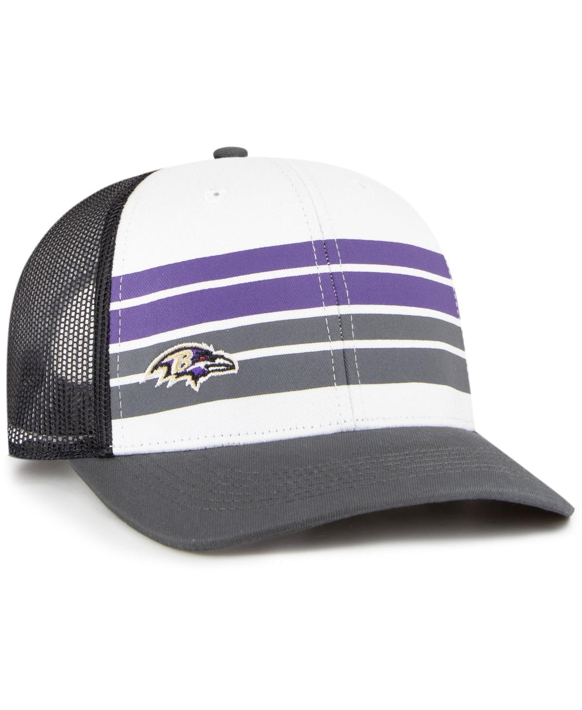 47 Brand Kids' Big Boys And Girls ' White, Charcoal Baltimore Ravens Cove Trucker Snapback Hat In Multi