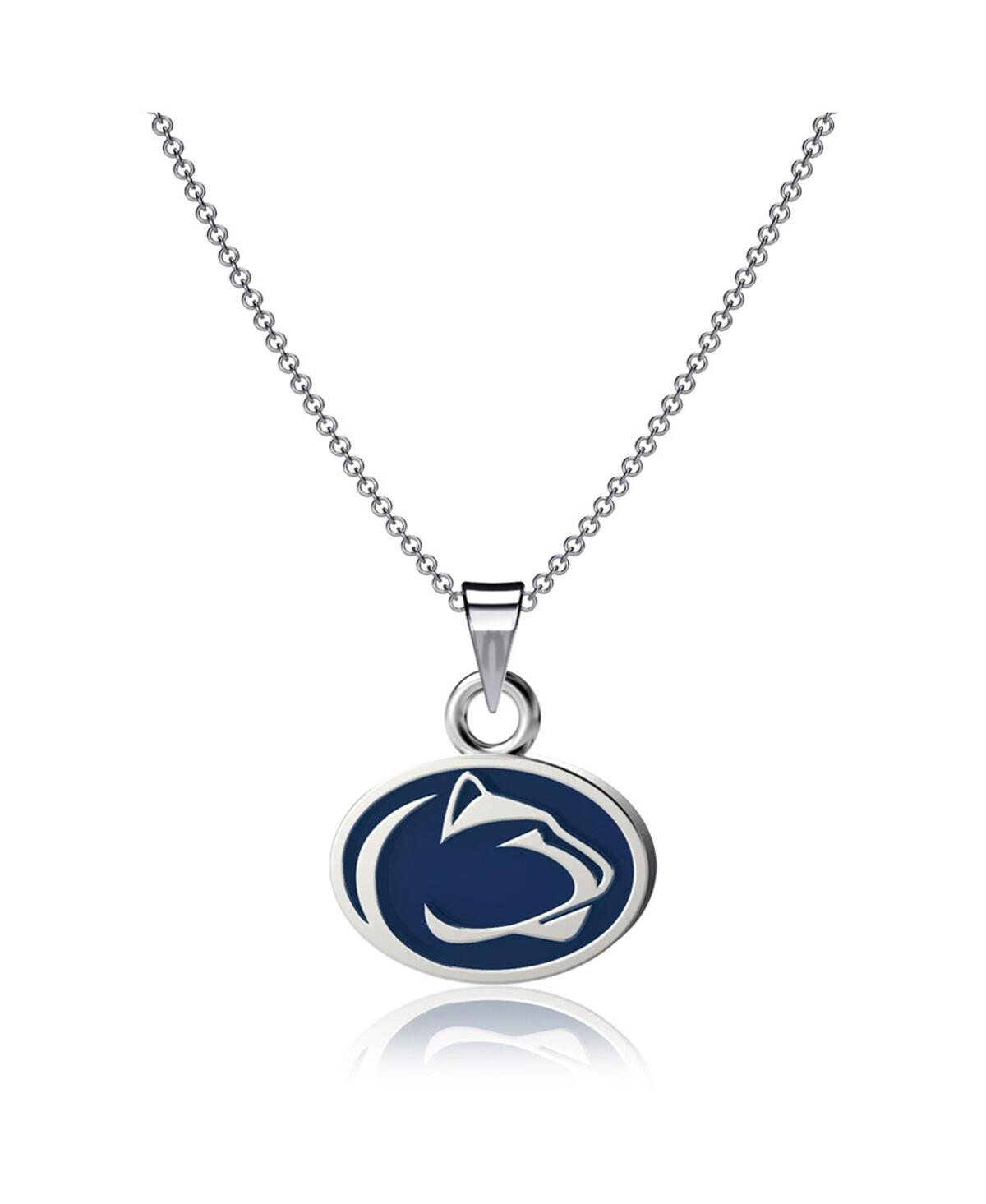 Shop Dayna Designs Women's  Penn State Nittany Lions Enamel Pendant Necklace In Navy,silver