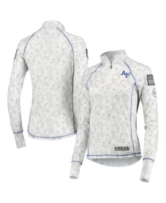 Women's White Air Force Falcons OHT Military-Inspired Appreciation Officer Arctic Camo 1/4-Zip Jacket