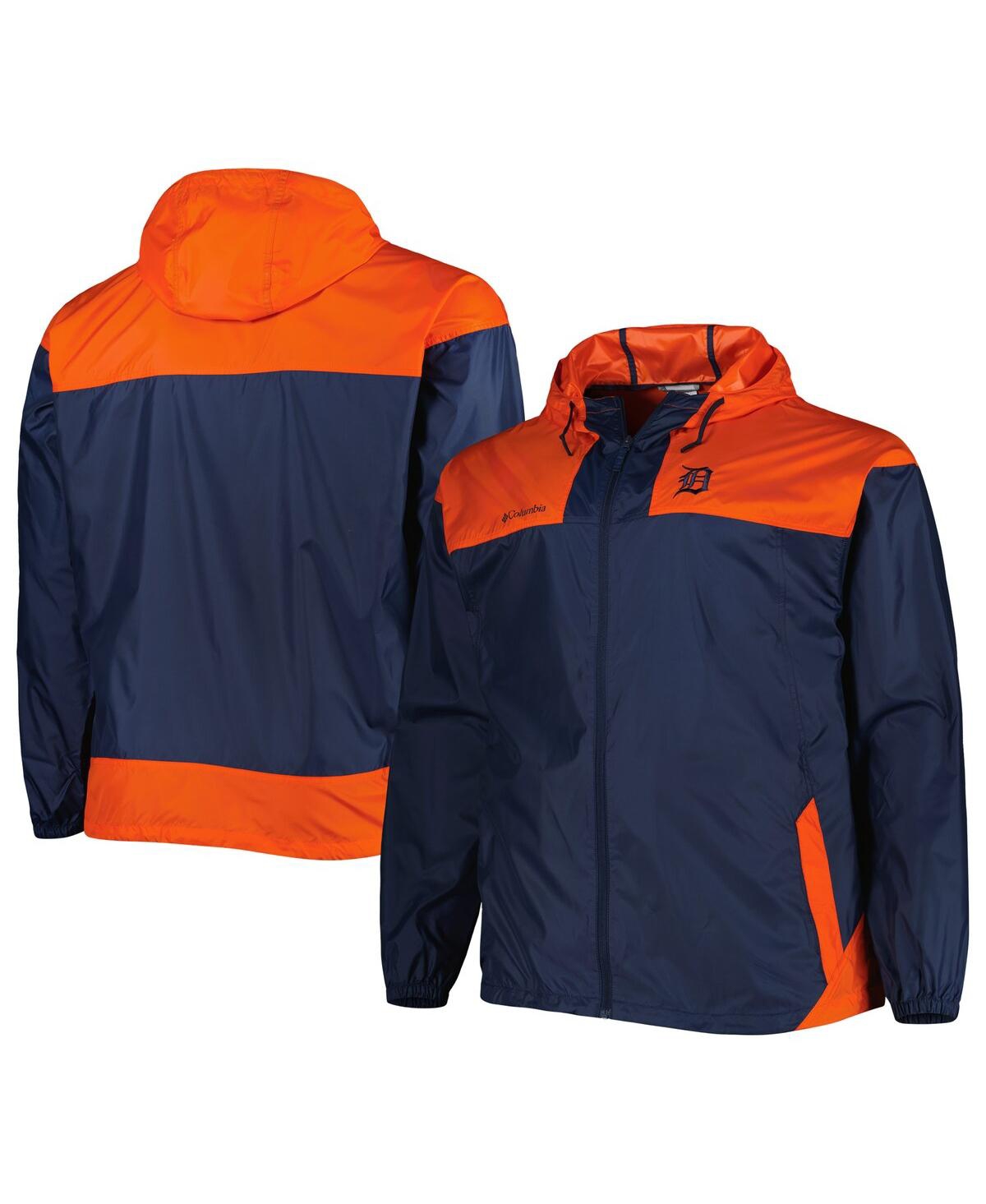 Men's ColumbiaDetroit Tigers Flash Forward Challenger Big and Tall Omni-Shade Full-Zip Windbreaker - Navy