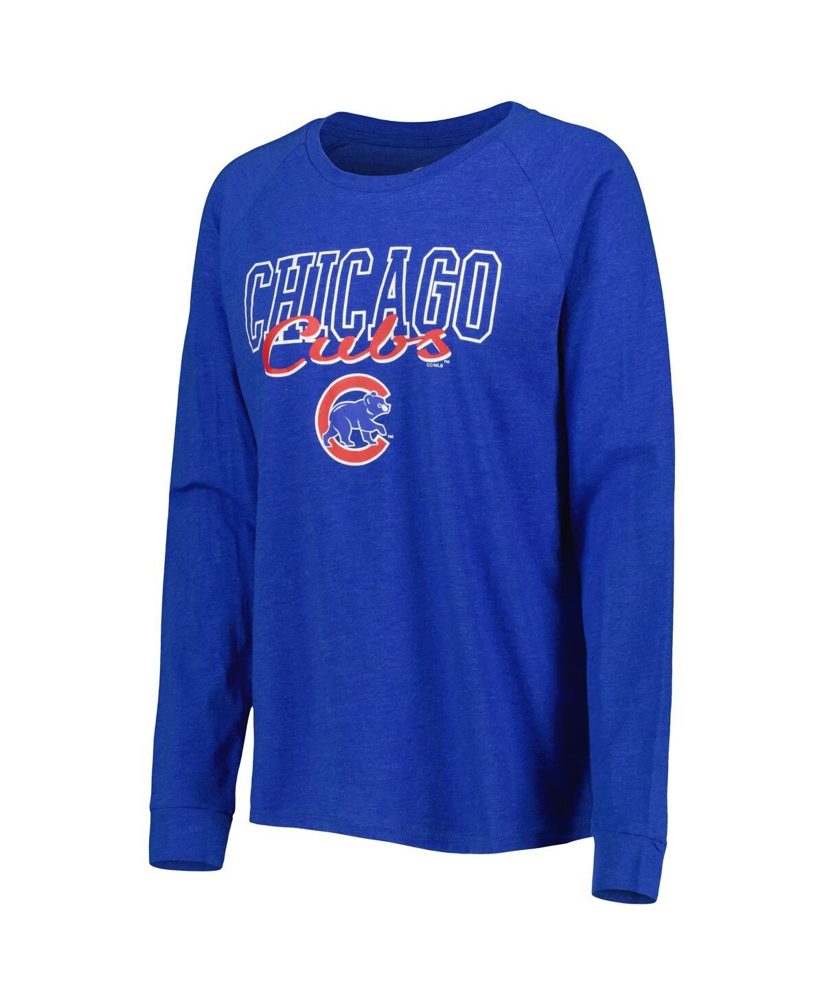 Shop Concepts Sport Women's  Heather Royal Chicago Cubs Meter Knit Raglan Long Sleeve T-shirt And Shorts S