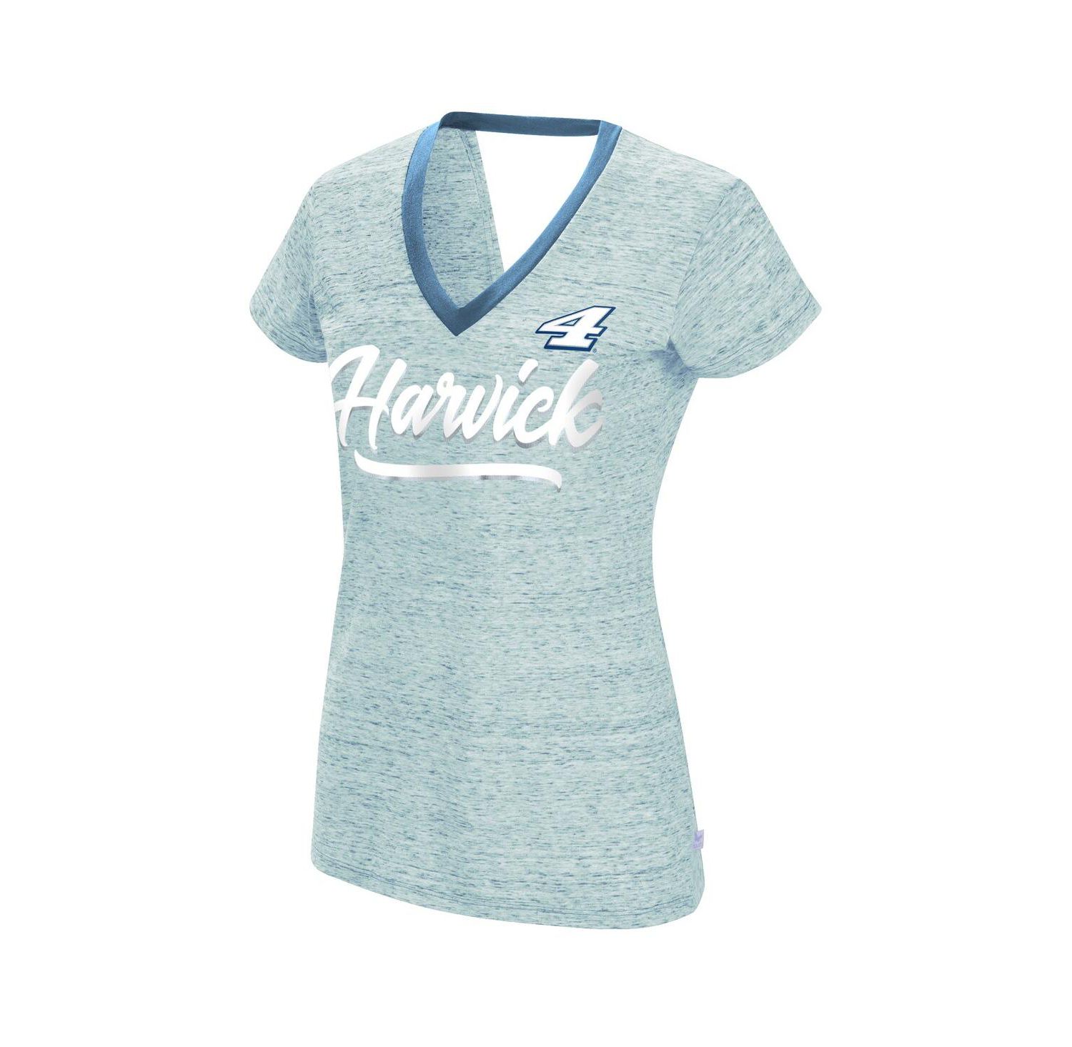 Women's Heather Powder Blue Kevin Harvick Halftime Back Wrap T-shirt