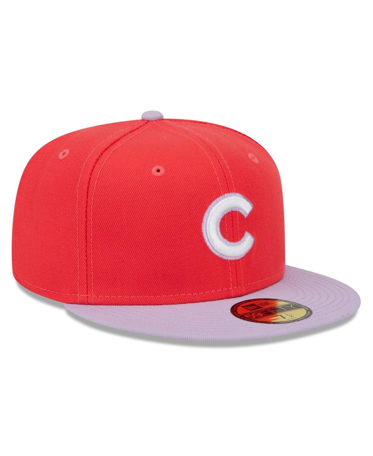 NEW ERA MEN'S NEW ERA RED, LAVENDER CHICAGO CUBS SPRING COLOR TWO-TONE 59FIFTY FITTED HAT 