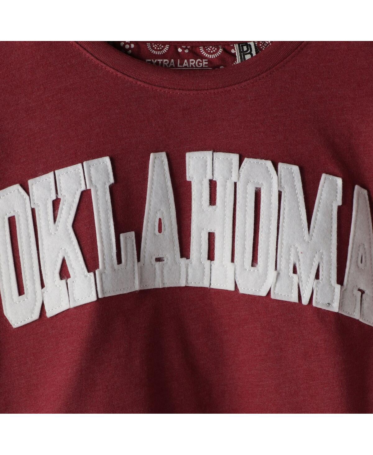 PRESSBOX WOMEN'S PRESSBOX CRIMSON OKLAHOMA SOONERS PLUS SIZE TWO-HIT CANYON LONG SLEEVE T-SHIRT 