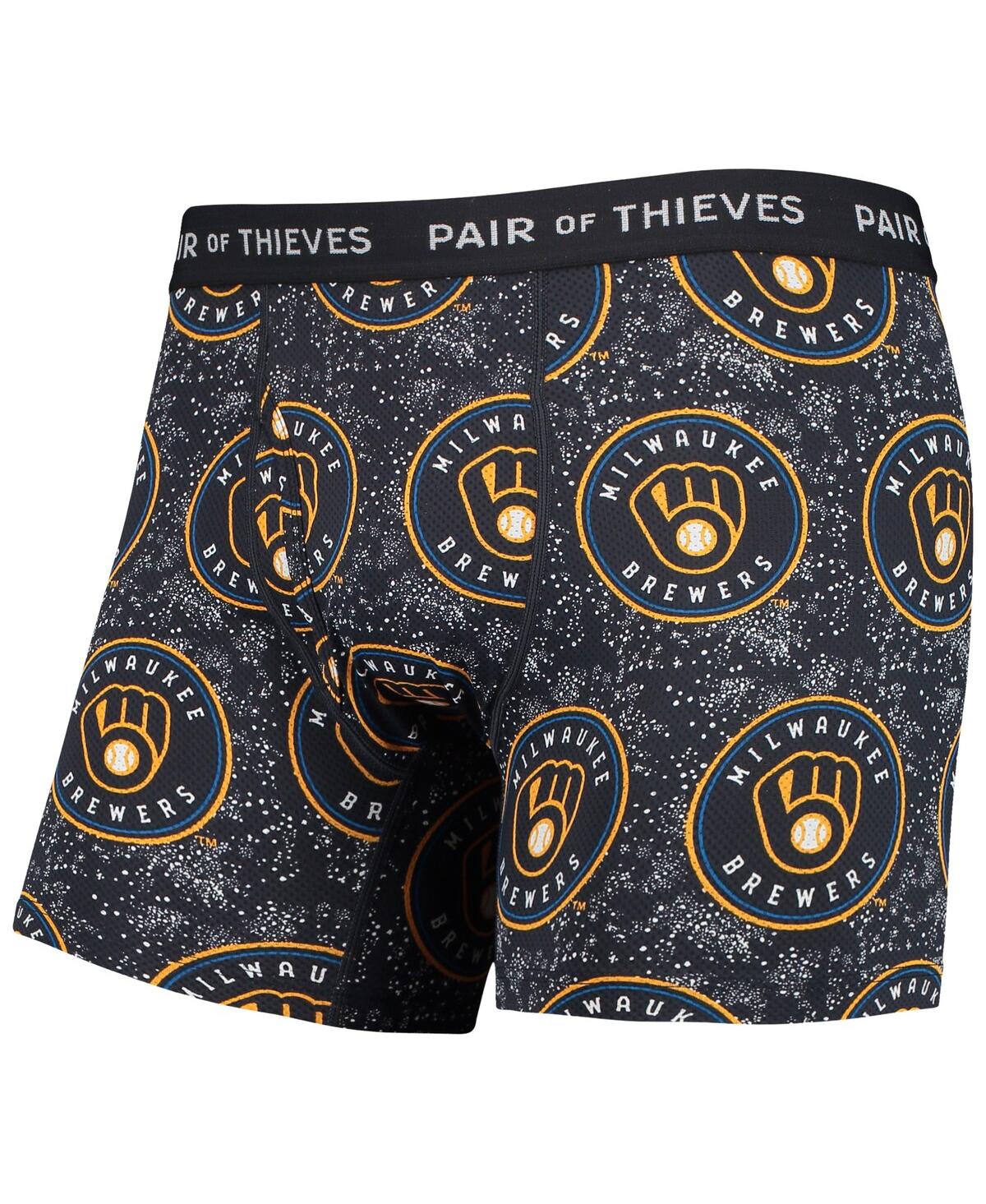 Shop Pair Of Thieves Men's  White And Navy Milwaukee Brewers Super Fit 2-pack Boxer Briefs Set In White,navy