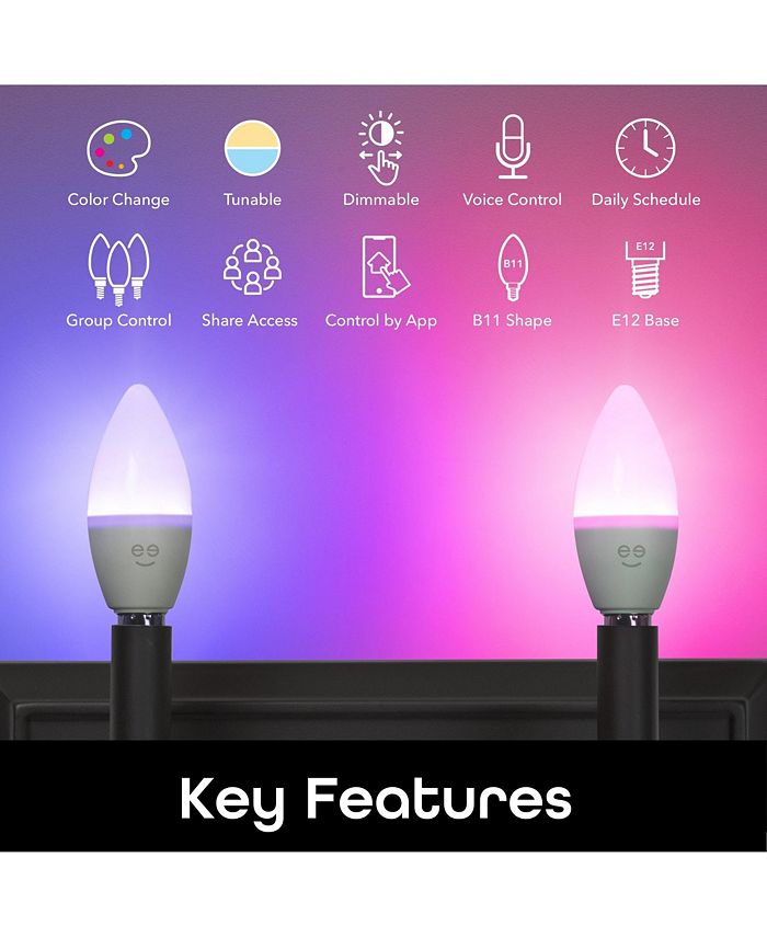 Geeni Prisma Plus Candle WiFi LED Smart Bulb, B11 Candelabra, 4W, E12