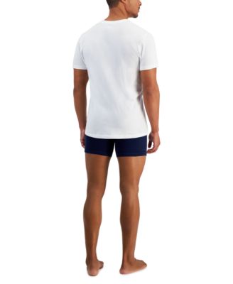 Shop Polo Ralph Lauren Mens Crewneck Undershirts Classic Fit Boxer Briefs In White