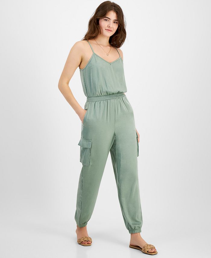 And Now This Women's Satin Sleeveless Cargo Jumpsuit - Macy's