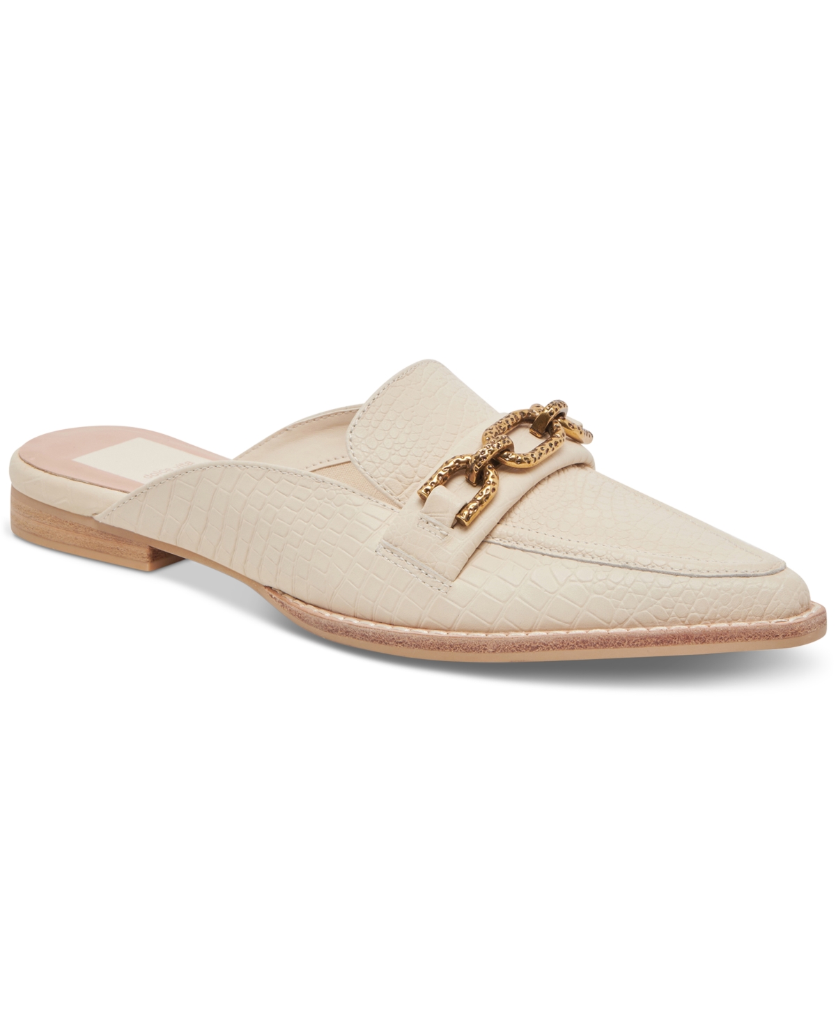 Dolce Vita Sidon Pointed Toe Mule In Ivory Embossed Leather