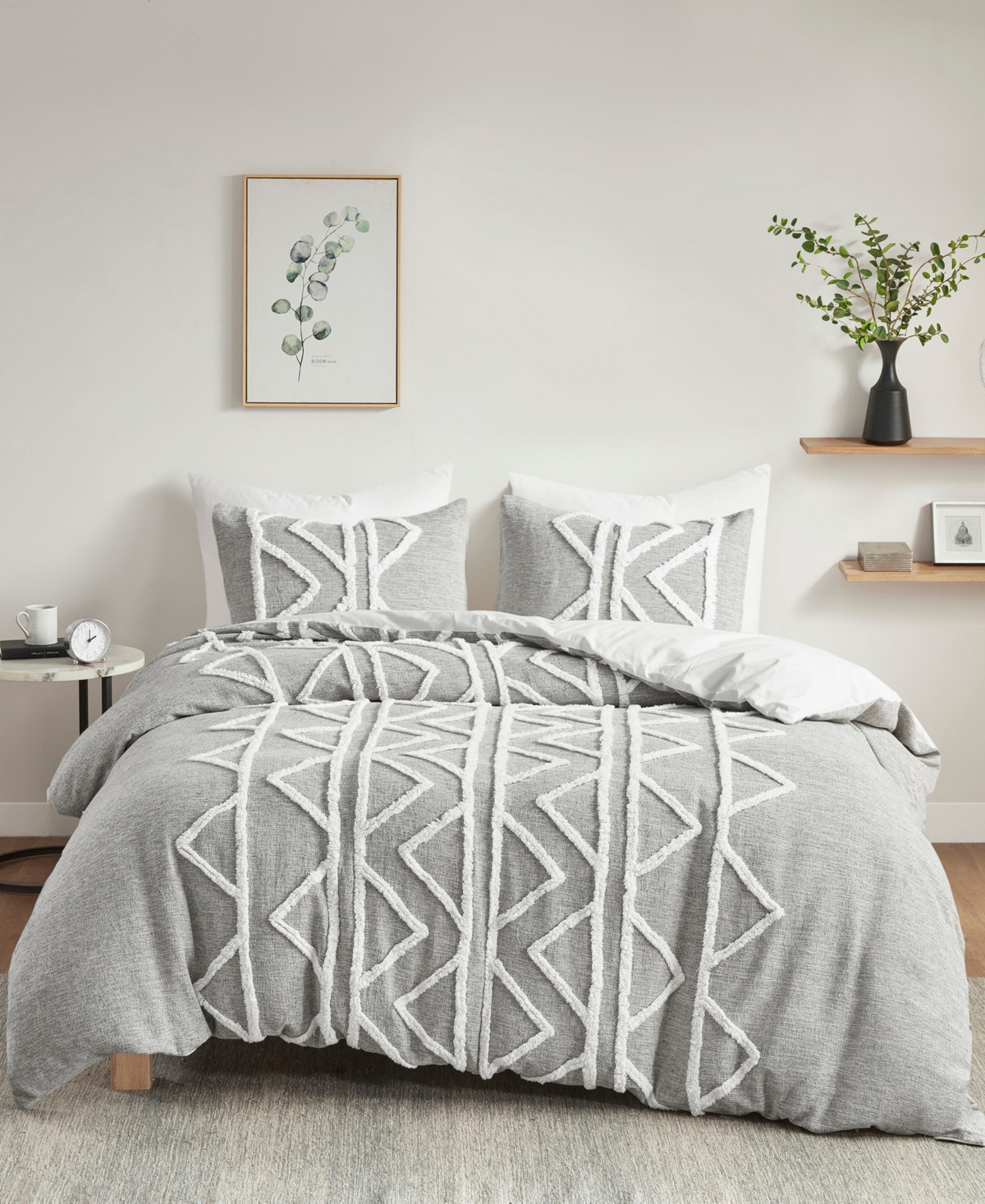 Ink+ivy Closeout!  Hayes Chenille 3-piece Cotton Duvet Cover Set, Full/queen In Gray