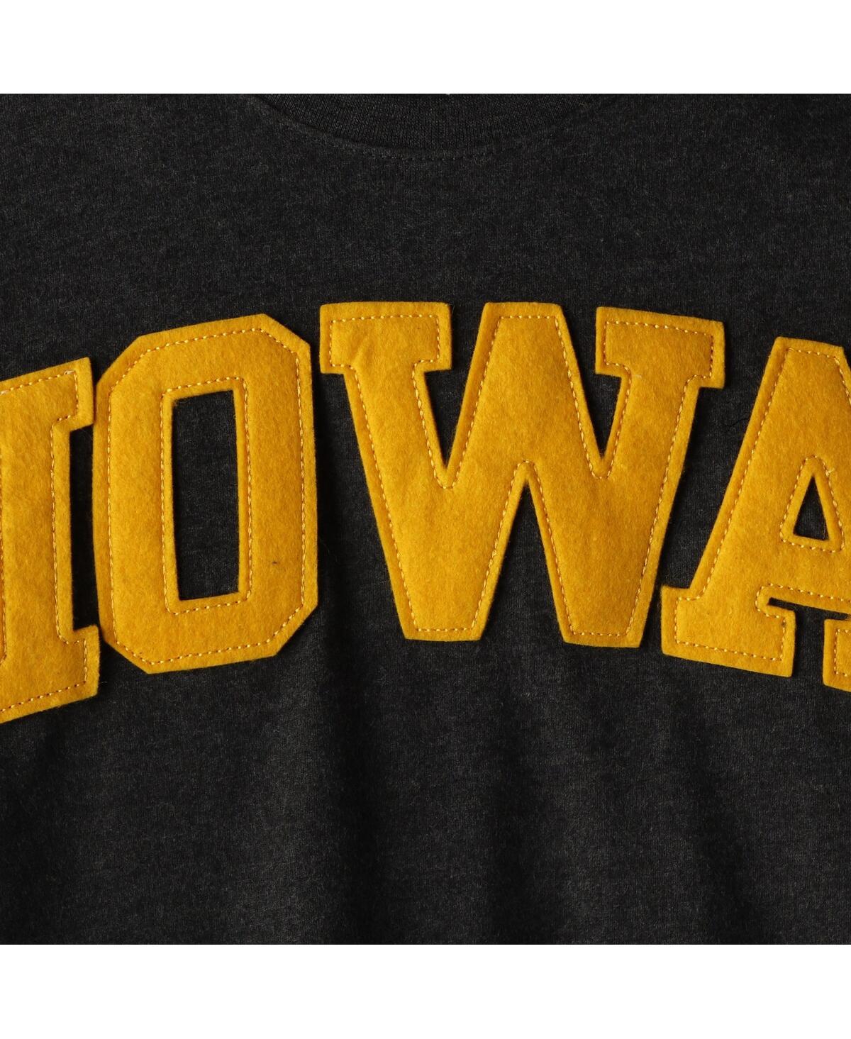 Women's Pressbox HeatheredIowa Hawkeyes Two-Hit Canyon Long Sleeve T-shirt - Black