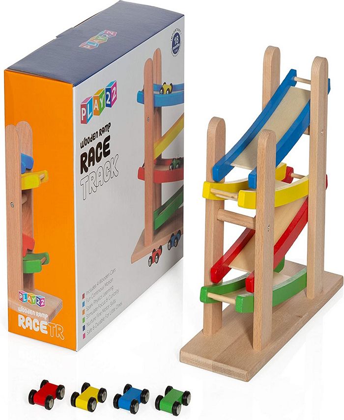 Play22 Wooden Car Ramps Race 4 Level Toy Car Ramp Macy's