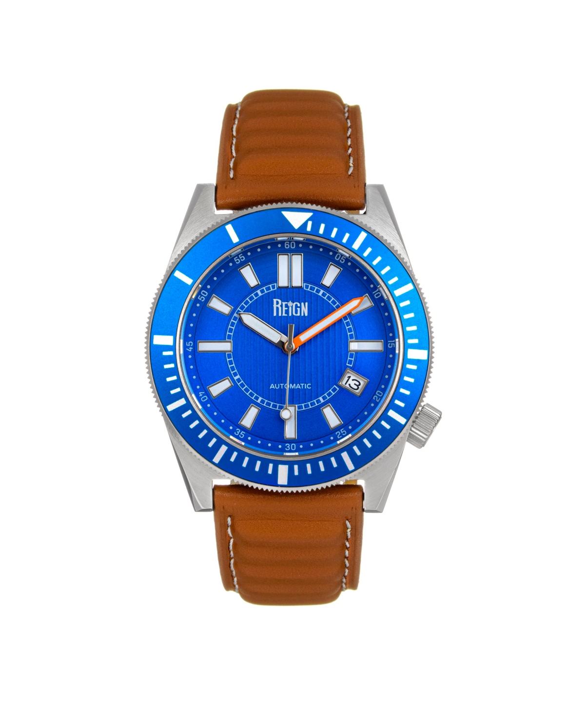 Men Francis Leather Watch - Brown/Blue, 42mm - Brown/blue