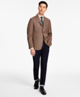 Tallia Men's Slim-Fit Wool-Blend Printed Sport Coat - Charcoal/tan