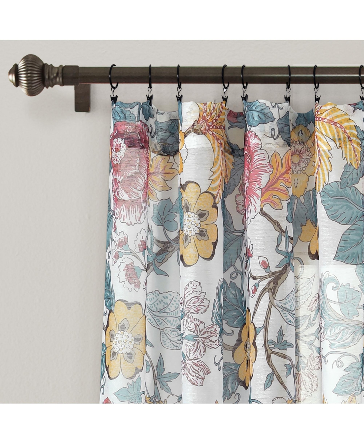 Lush Decor Sydney Sheer Window Curtain Panels Pair 52"W x 84"L - Floral Bedroom Curtains - Sheer Curtains for Living Room - Drapes