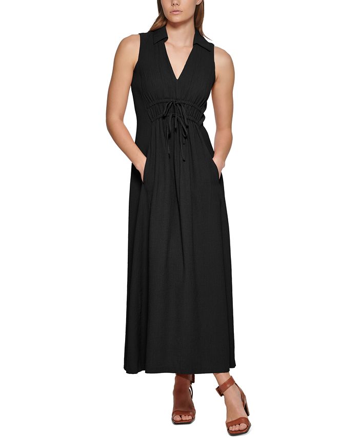 Calvin Klein Women's V-Neck Sleeveless A-Line Maxi Dress - Macy's