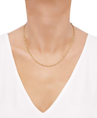Lightweight Singapore Link 20" Chain Necklace in 14k Gold