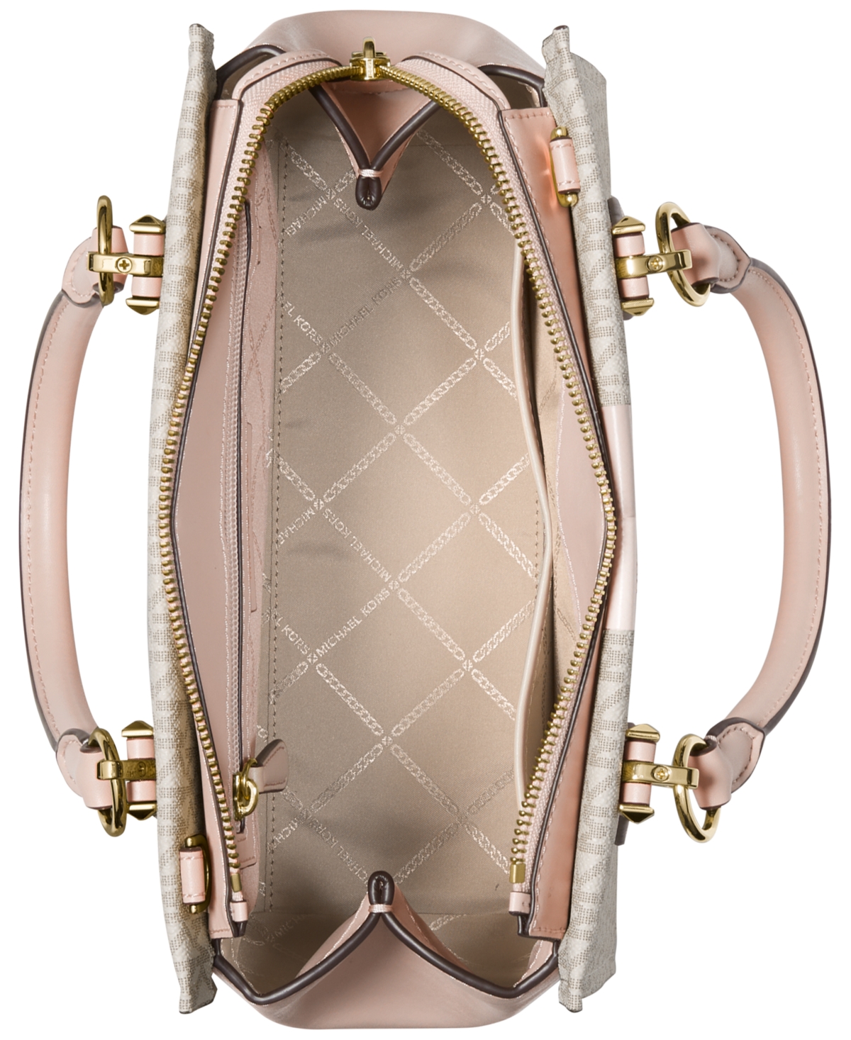 Michael Michael Kors Logo Marilyn Stripe Satchel - Soft Pink