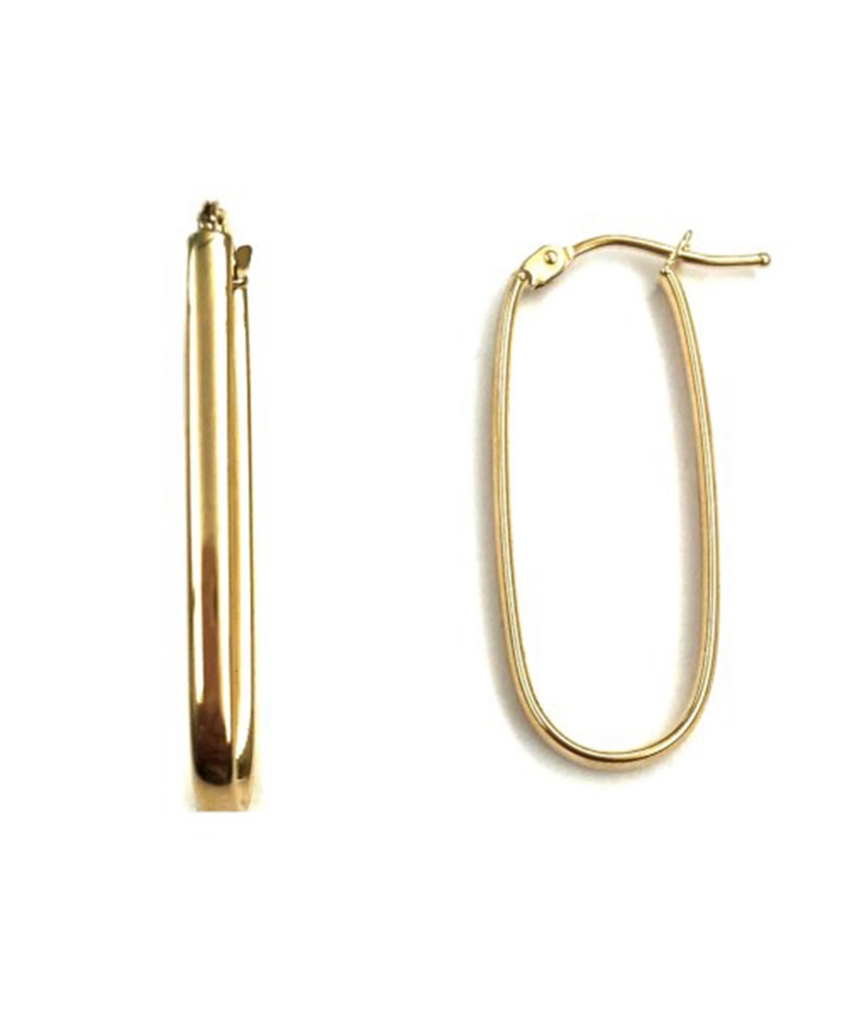 Macy's Polished Oval Hoop Earrings In 10k Gold