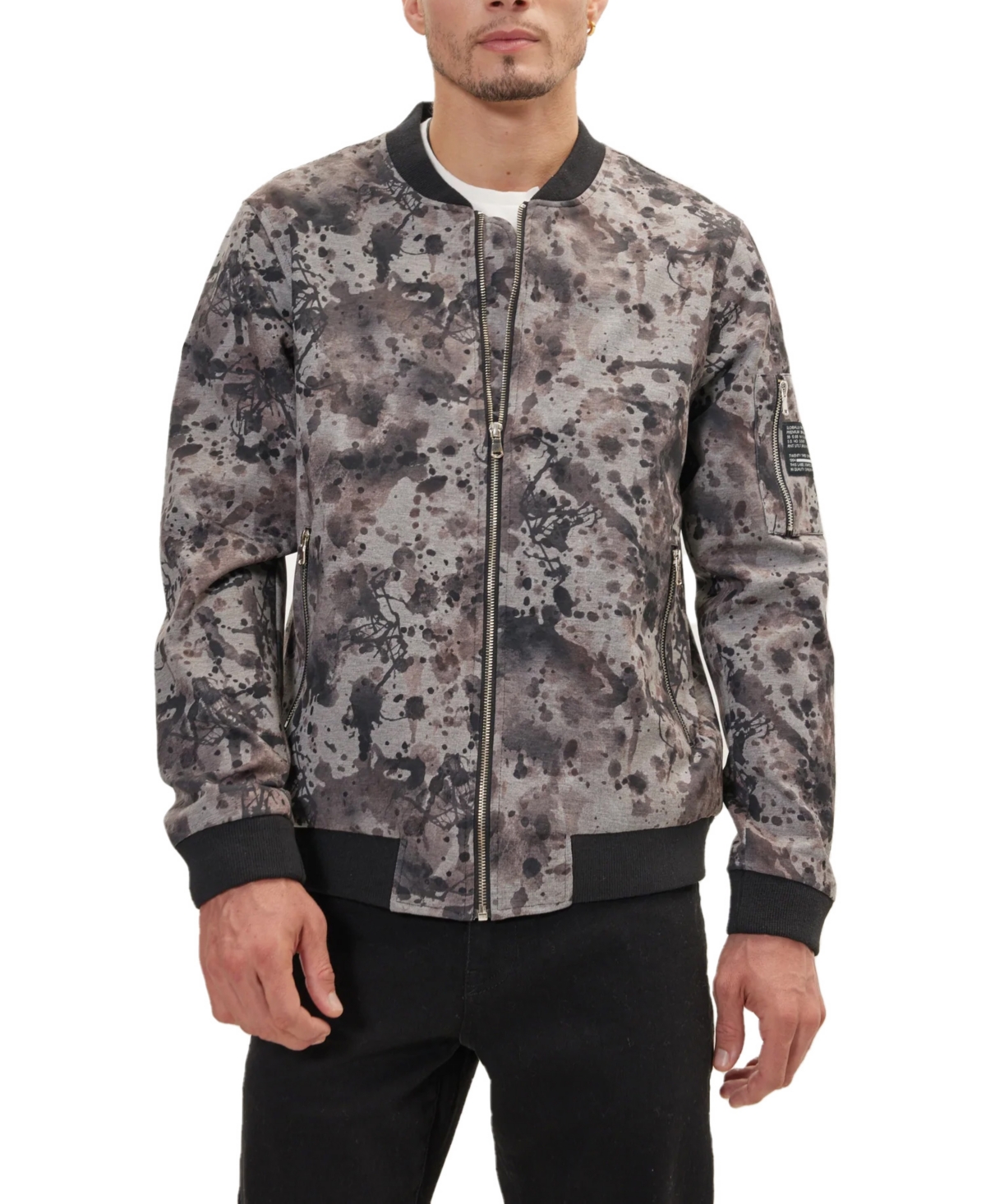 Ron Tomson Men's Modern Abstract Bomber Jacket In Camouflage