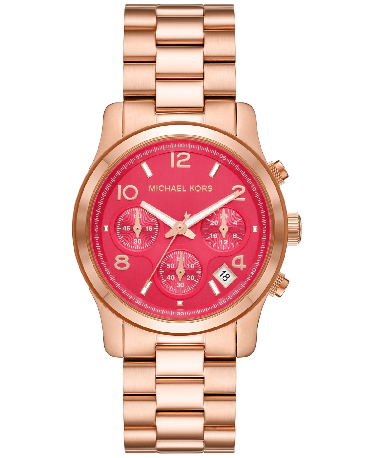 Shop Michael Kors Women's Runway Quartz Chronograph Rose Gold-tone Stainless Steel Watch 38mm