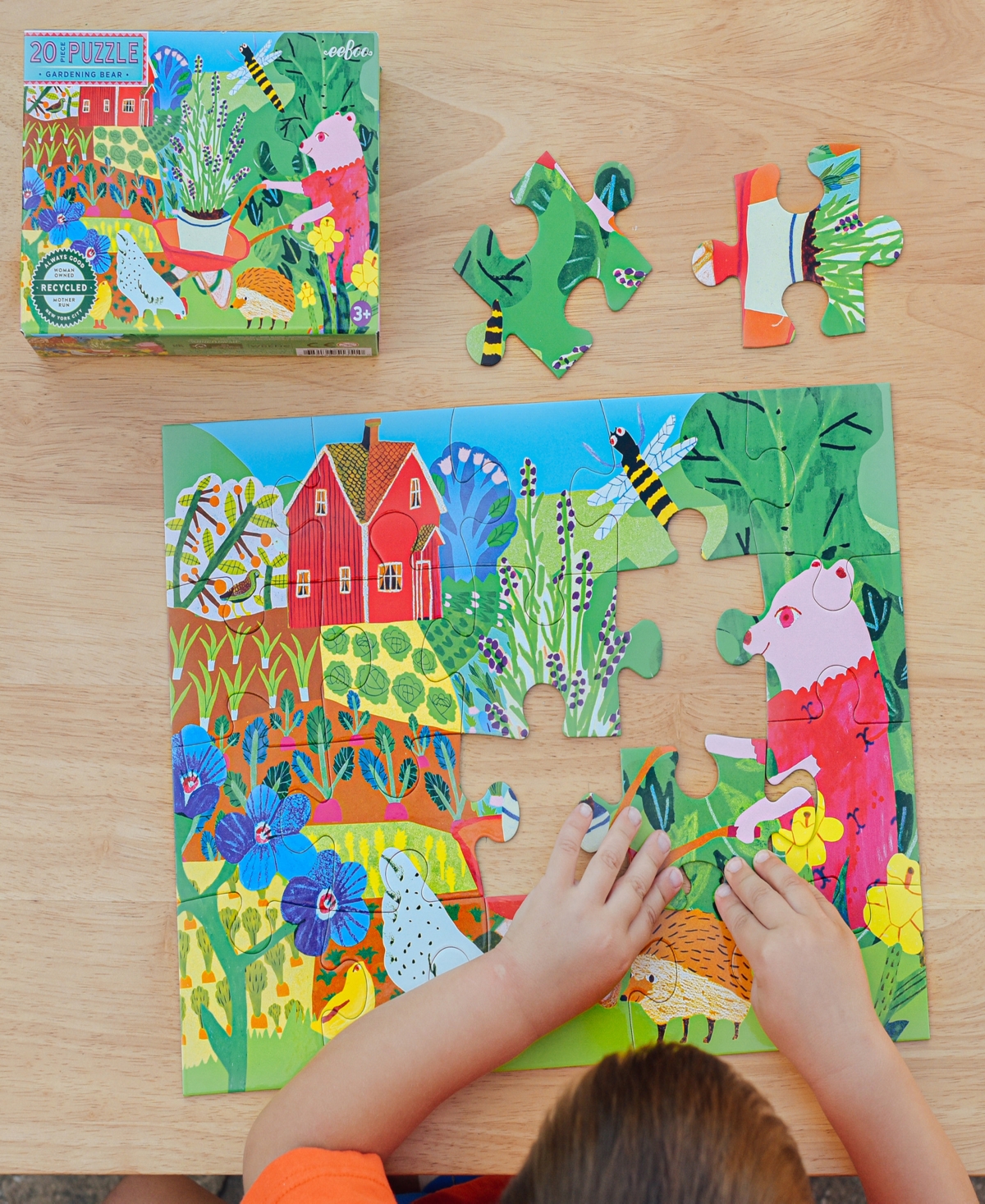 Shop Eeboo Gardening Bear 20 Piece Jigsaw Puzzle Set, Ages 3 And Up In Multi