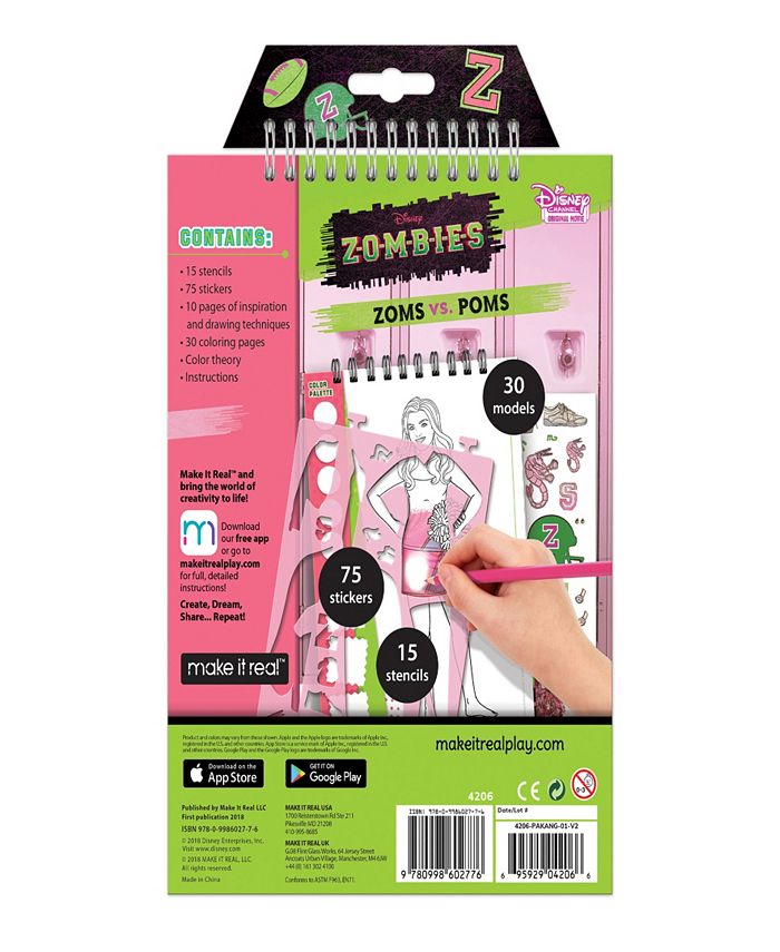 Disney Zombie Fashion Design Sketchbook Make It Real, includes 90
