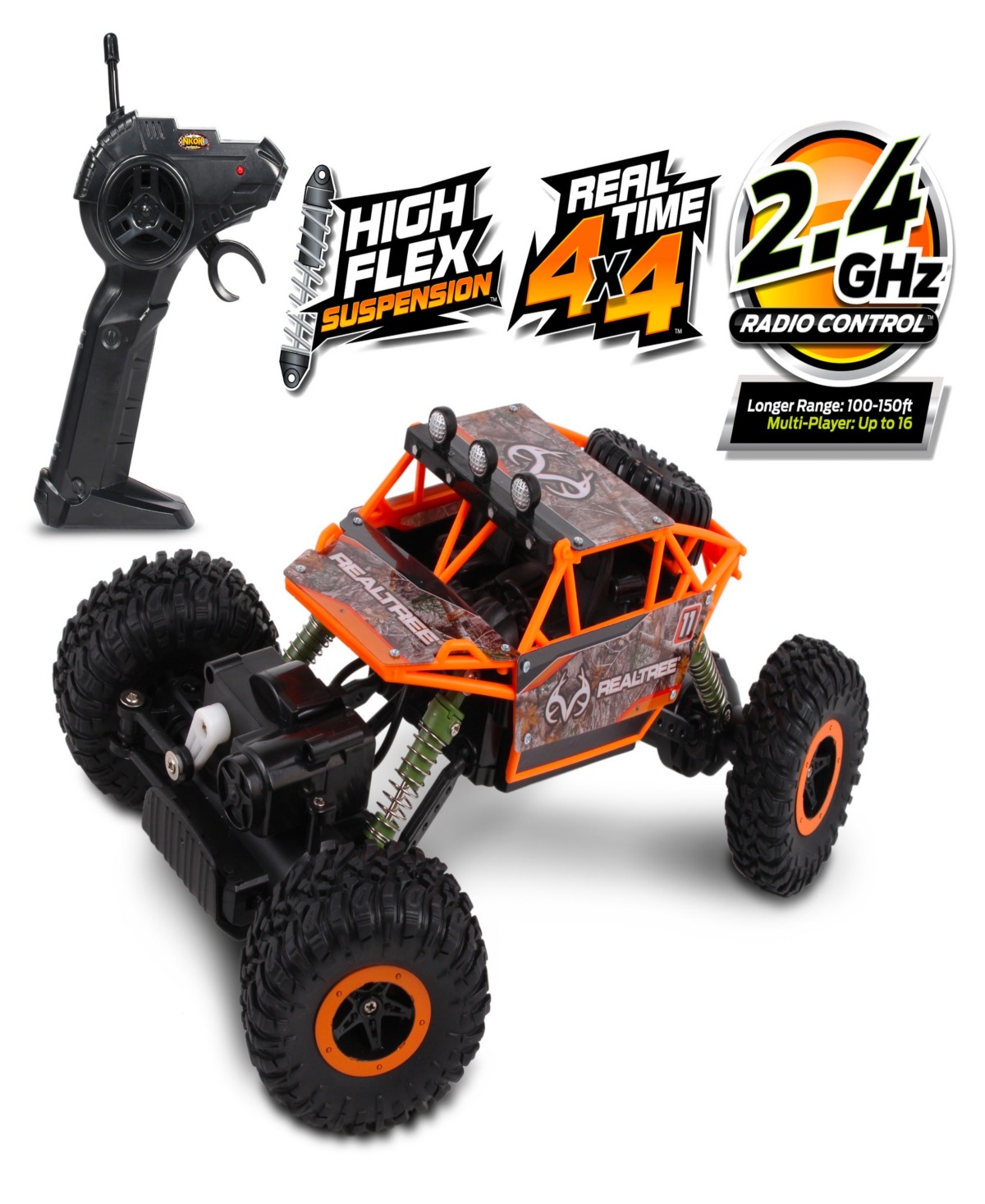 Realtree Nkok 1:16 Scale Rc Rock Crawler Edge Camo Blue 2.4 Ghz Radio Control 81612, Competition Series, Real In Multi