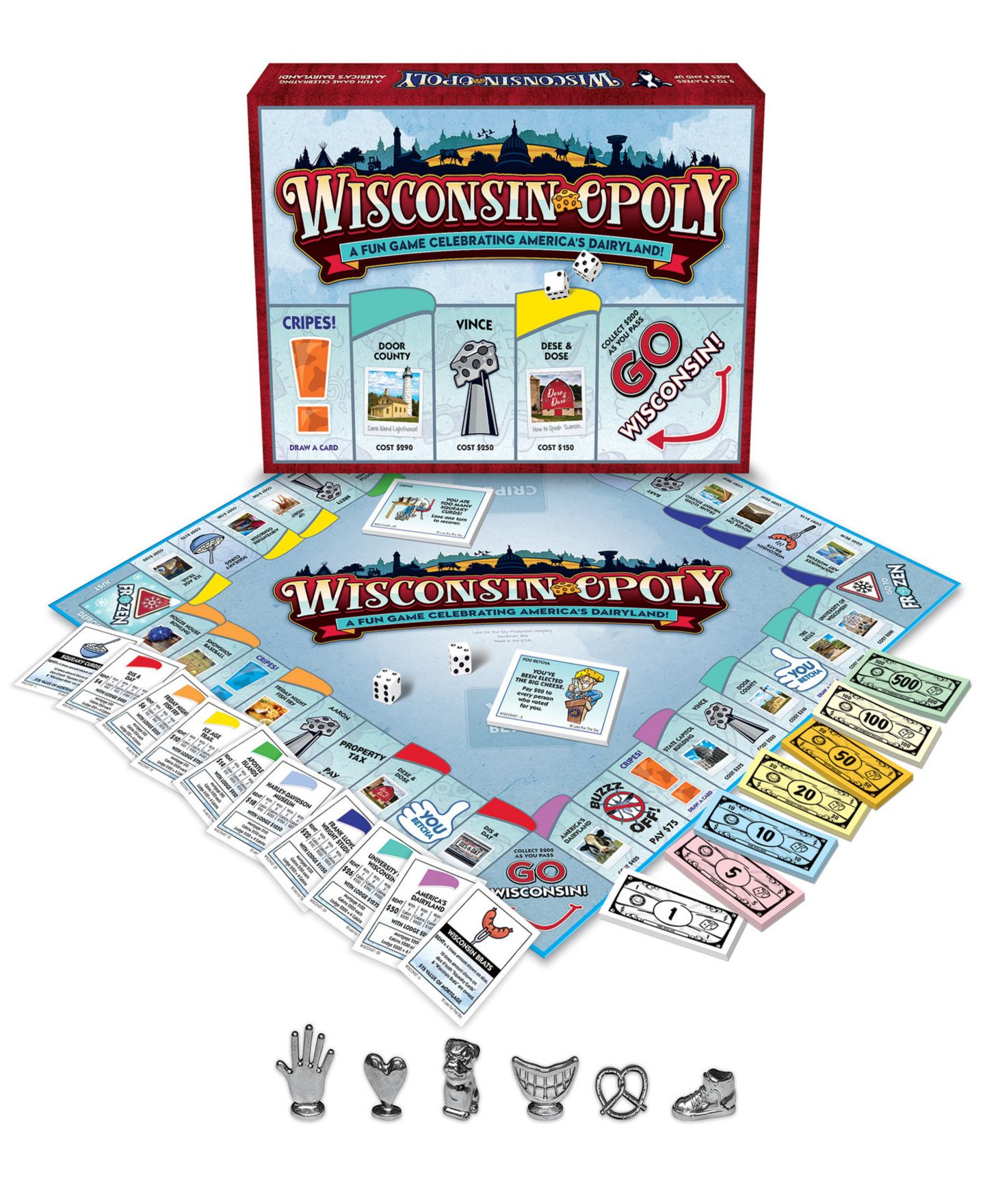 Детская настольная игра Late for the Sky Wisconsin-Opoly Classic Family Board Game, Ages 8+ — фото 2