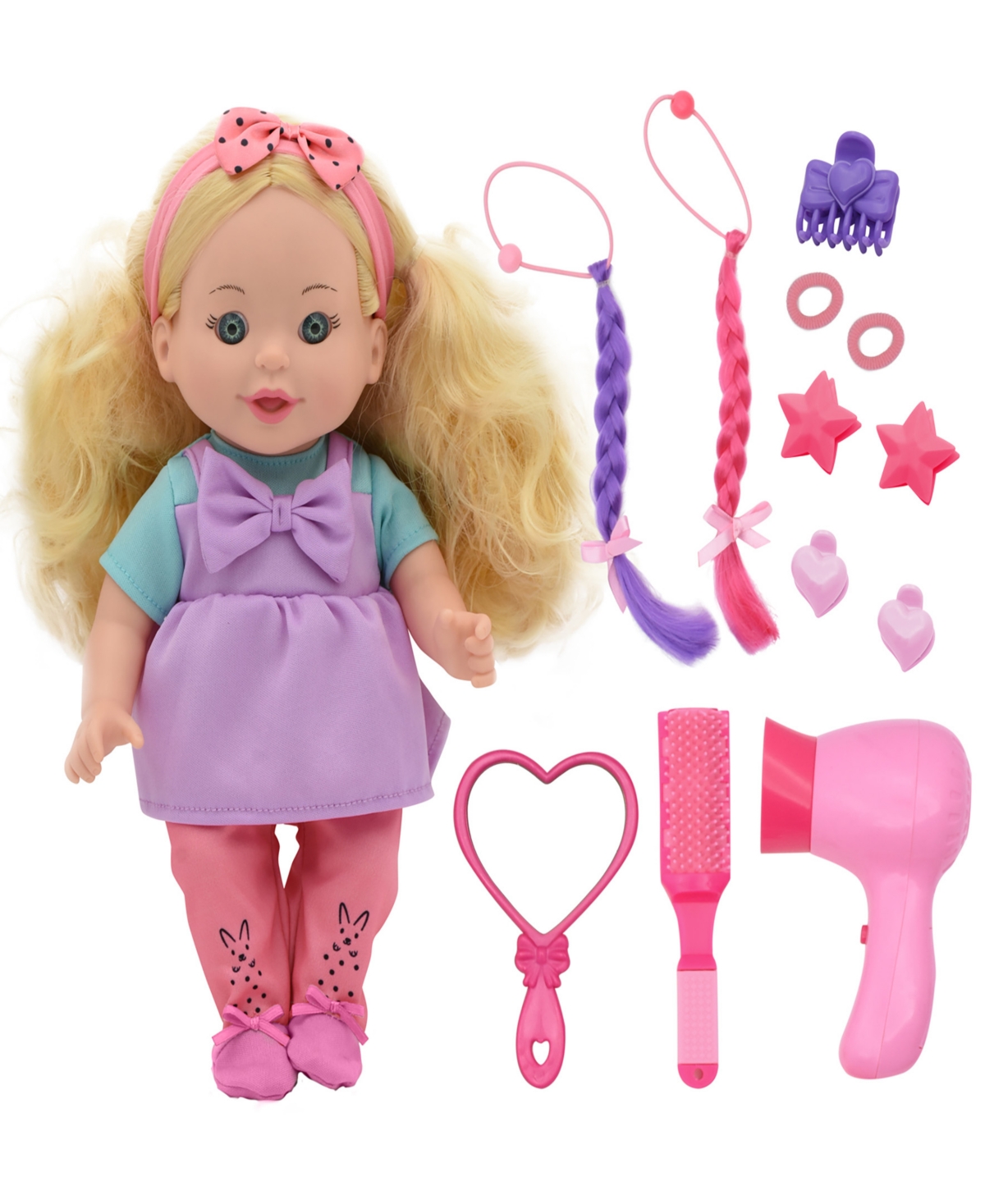 Lil Tots Talking Hair Styling Playset 16 Piece 12" Doll Playset, New Adventures, Children's Pretend Play, Age In Multi