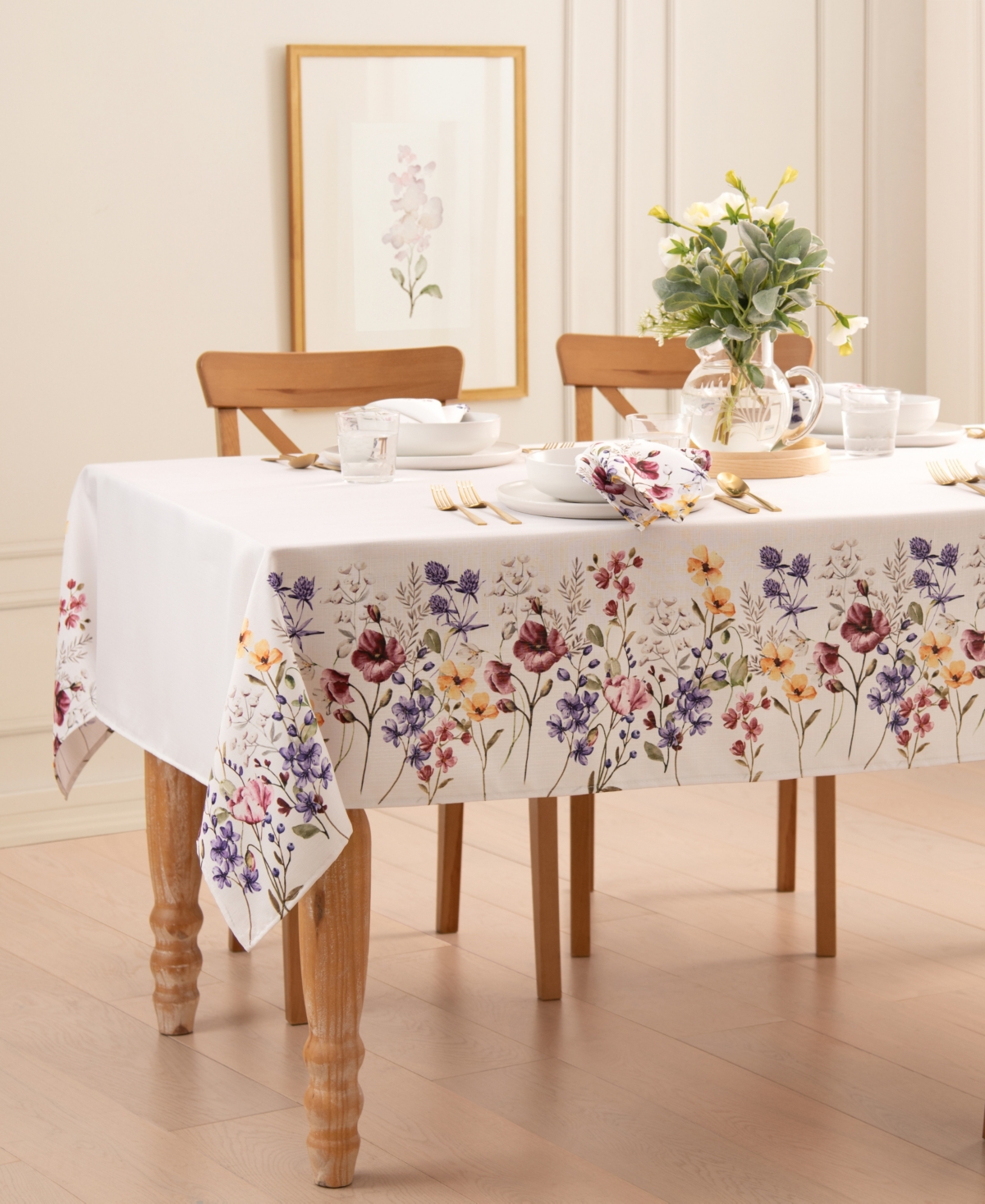 Elrene Poppy Wildflower Border Tablecloth 60" X 144" In Multi