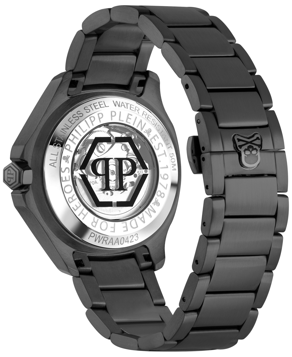 Philipp Plein Men's Automatic Skeleton Spectre Black Ion-plated Bracelet Watch 42mm In Ip Black