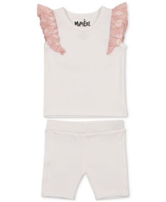 Maniere - Baby Girls 2-Pc. Shoulder Ruffle Tank & Shorts Set