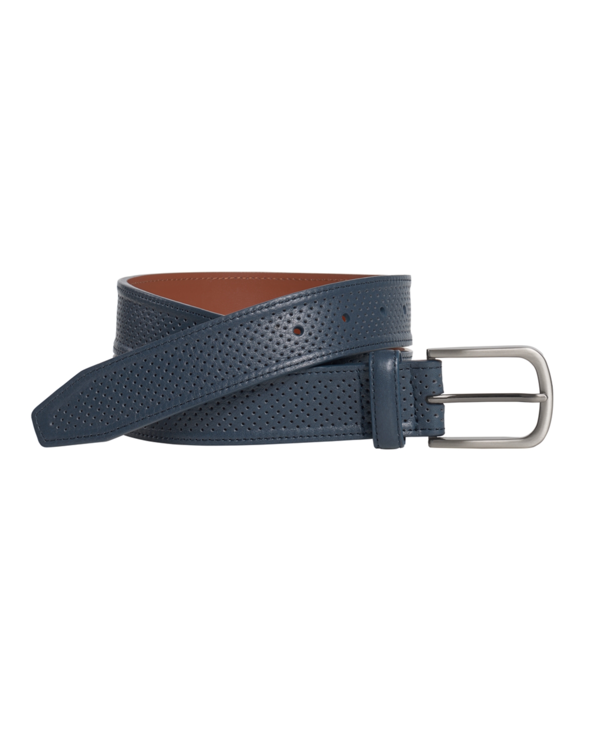 Shop Johnston & Murphy Men's Perfed Leather Belt In Navy