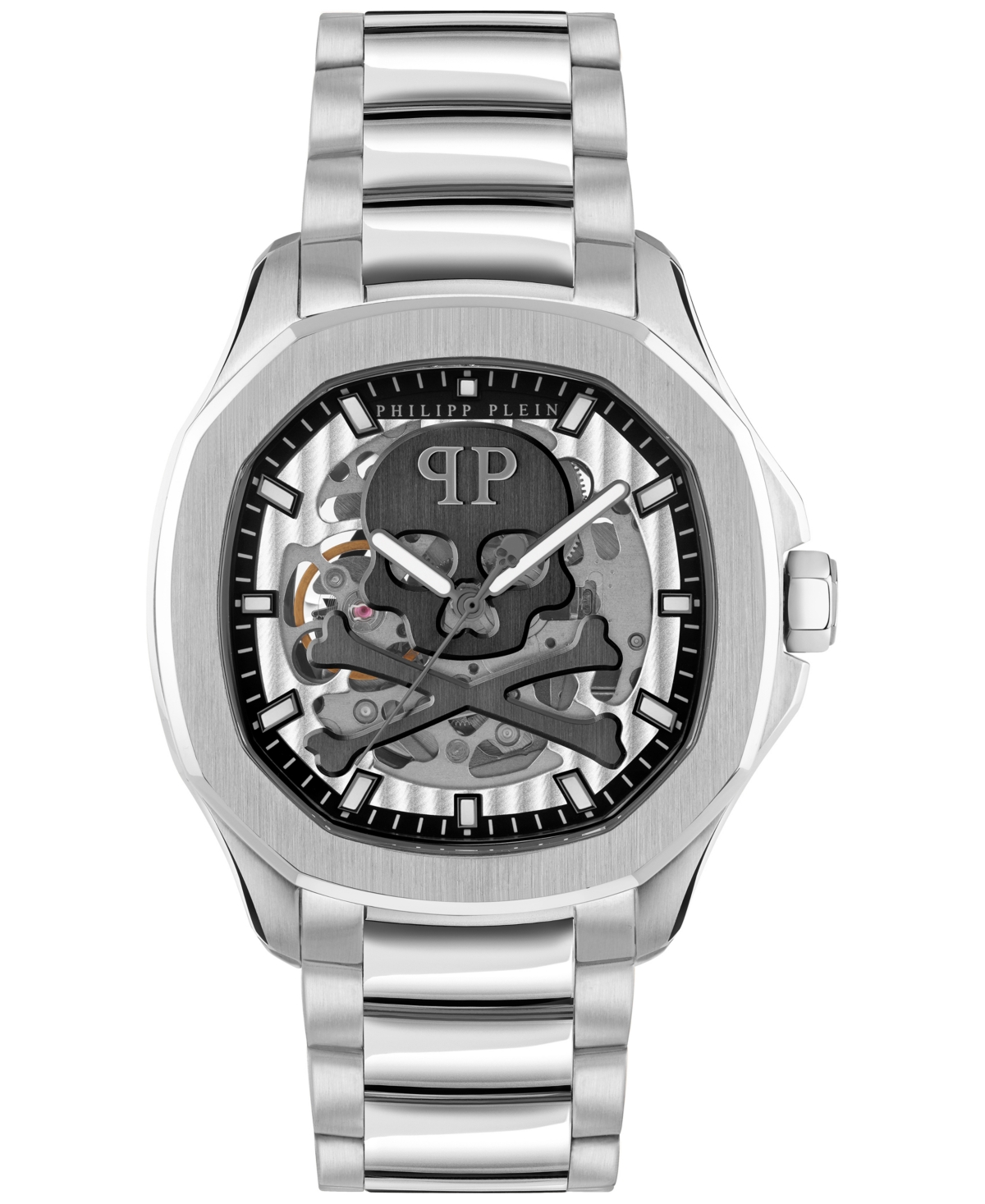 Men's Automatic Skeleton Spectre Stainless Steel Bracelet Watch 42mm - Stainless Steel