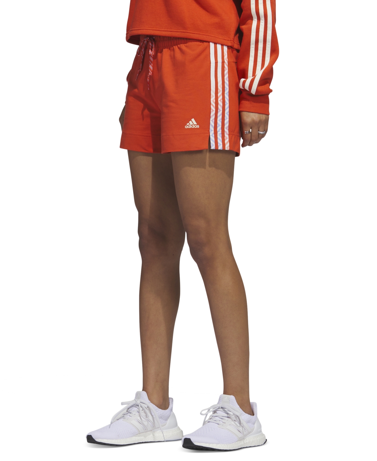 Adidas Originals Women's Sport Woven 3-stripe Shorts In Red Orange