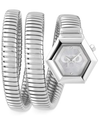 Philipp Plein - Women's Snake Hexagon Stainless Steel Coil Bracelet 24mm