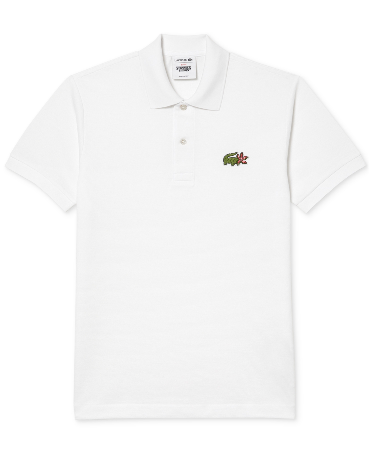 Lacoste X Netflix Men's Classic-fit Logo Polo In White,stranger Things