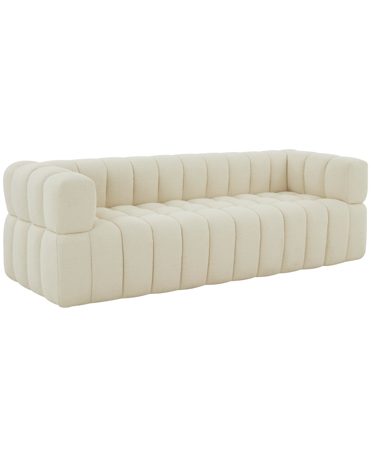 Safavieh Calyna 90" Channel Tufted Boucle Sofa In Cream