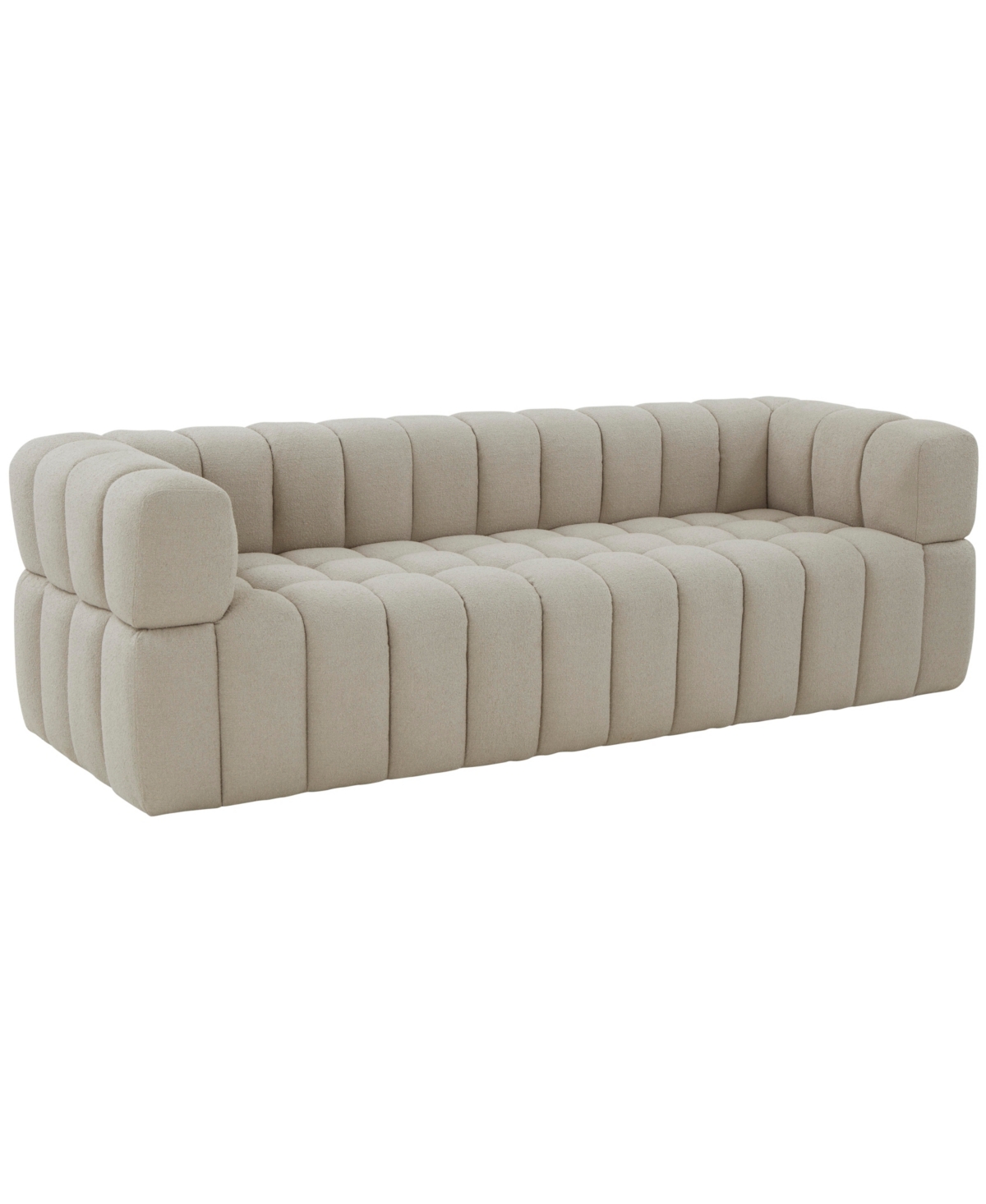 Safavieh Calyna 90" Channel Tufted Boucle Sofa In Light Gray